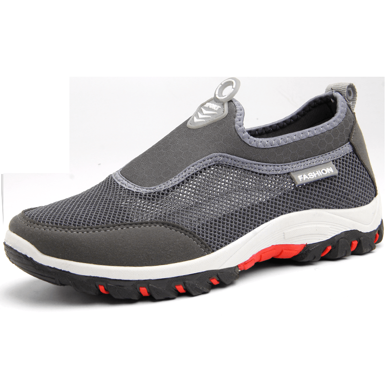 lovevop Men Sport Splicing Mesh Fabric Breathable Slip on Casual Walking Shoes