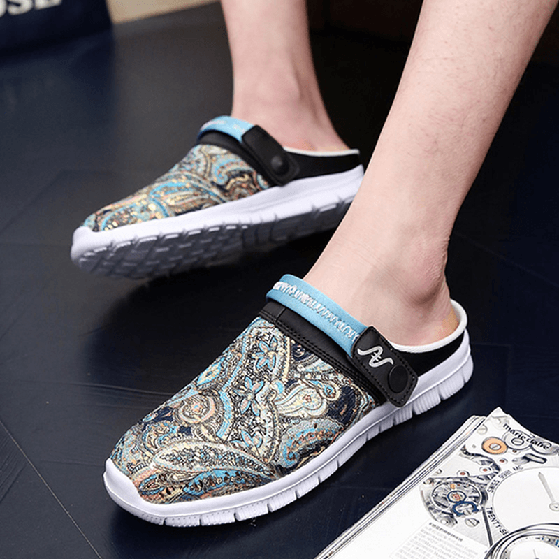 lovevop Men Slipper Shoes Breathable Flower Beach Outdoor Sandals