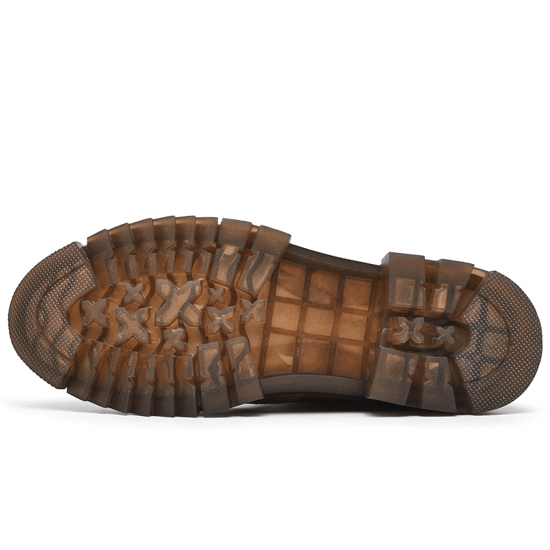 lovevop Men Comfy Genuine Leather Slip Resistant Soft Sole Tooling Boots
