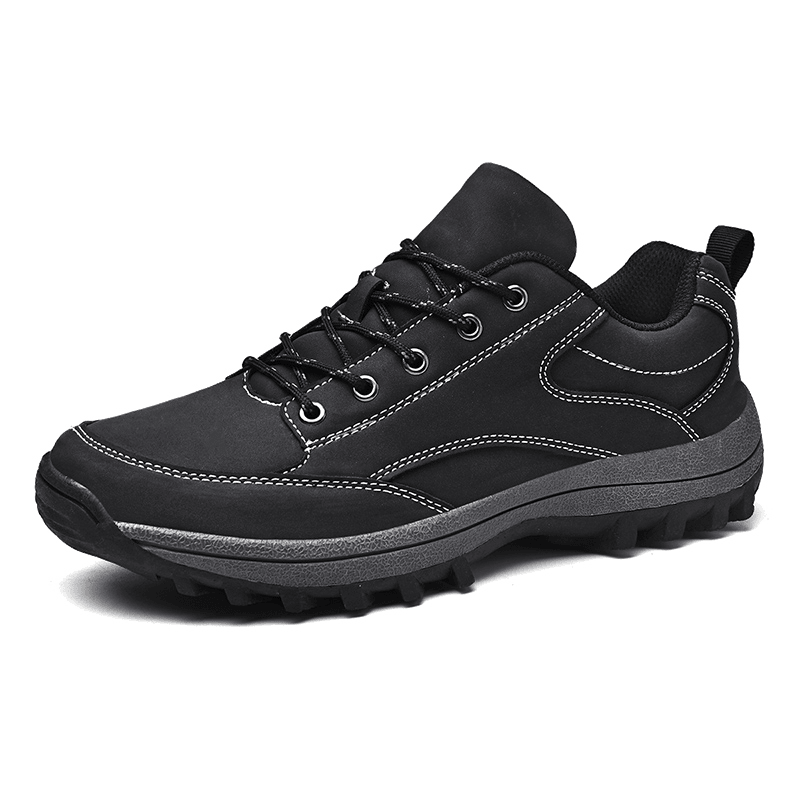 lovevop Men Microfiber Leather Non Slip Soft Sole Outdoor Hiking Shoes