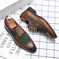 lovevop Mencio Men Retro Large Size Lace-Up Pointed Toe Formal Dress Shoes