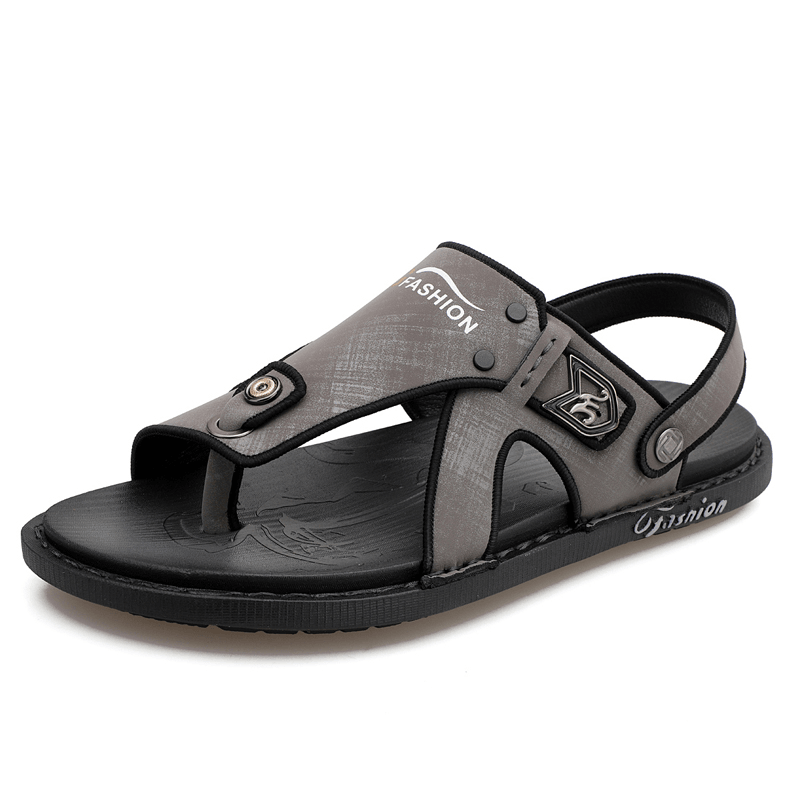 lovevop Men Microfiber Leather Two-Ways Soft Breathable Non-Slip Casual Outdoor Sandals