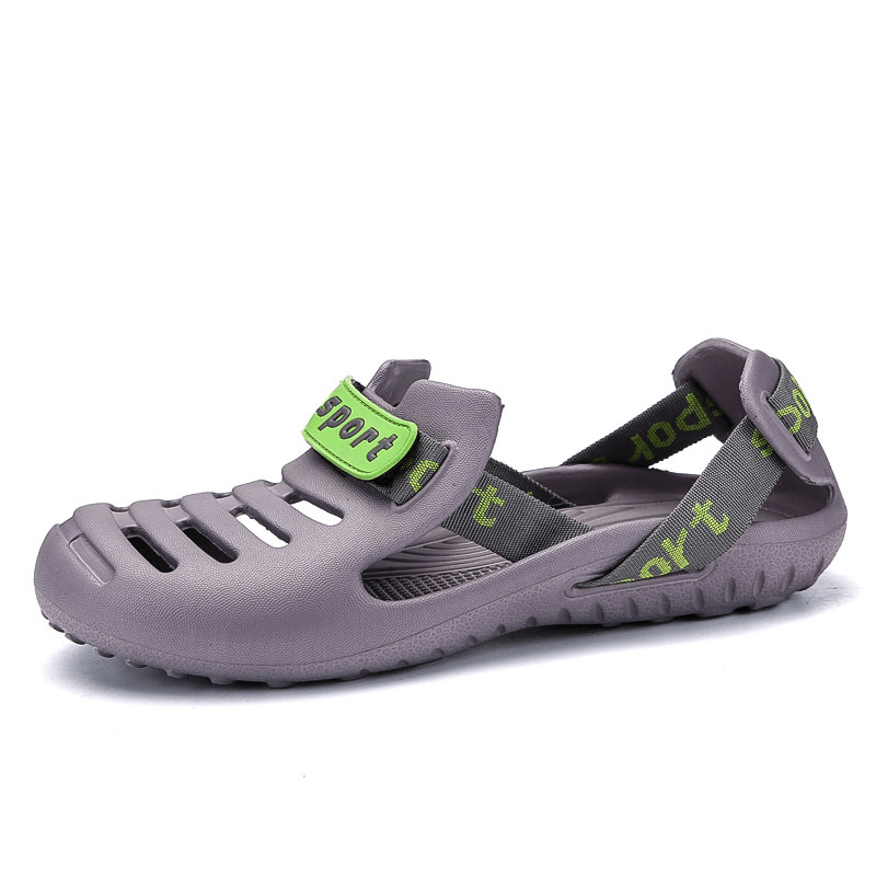 lovevop Men Breathable Non Slip Hollow Out Waterproof Closed Toe Casual Beach Slippers