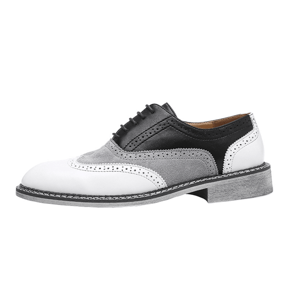 lovevop Men Brogue Colorblock Oxfords Lace up Business Casual Formal Shoes