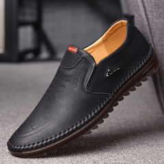lovevop Men Microfiber Leather Slip Resistant Soft Sole Casual Business Loafers