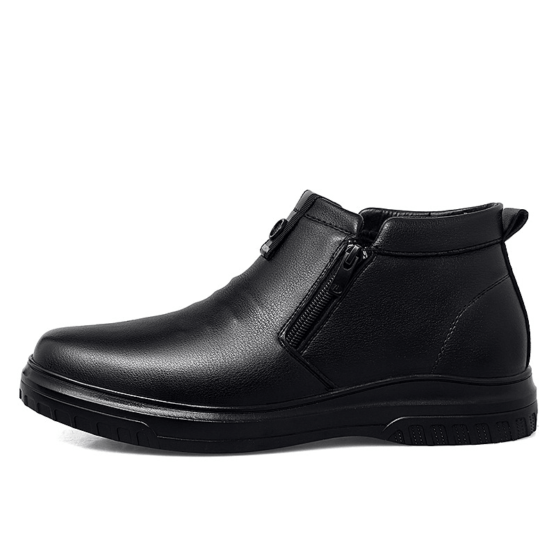 lovevop Men Side Zipper Comfy Microfiber Leather Warm Non Slip Business Casual Ankle Boots