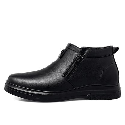 lovevop Men Side Zipper Comfy Microfiber Leather Warm Non Slip Business Casual Ankle Boots