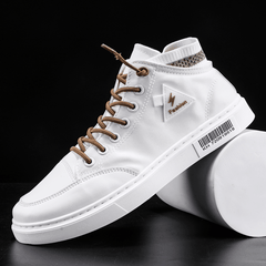 lovevop Men Stylish Stitching Canvas Comfy Breathable High Top Casual Sneakers