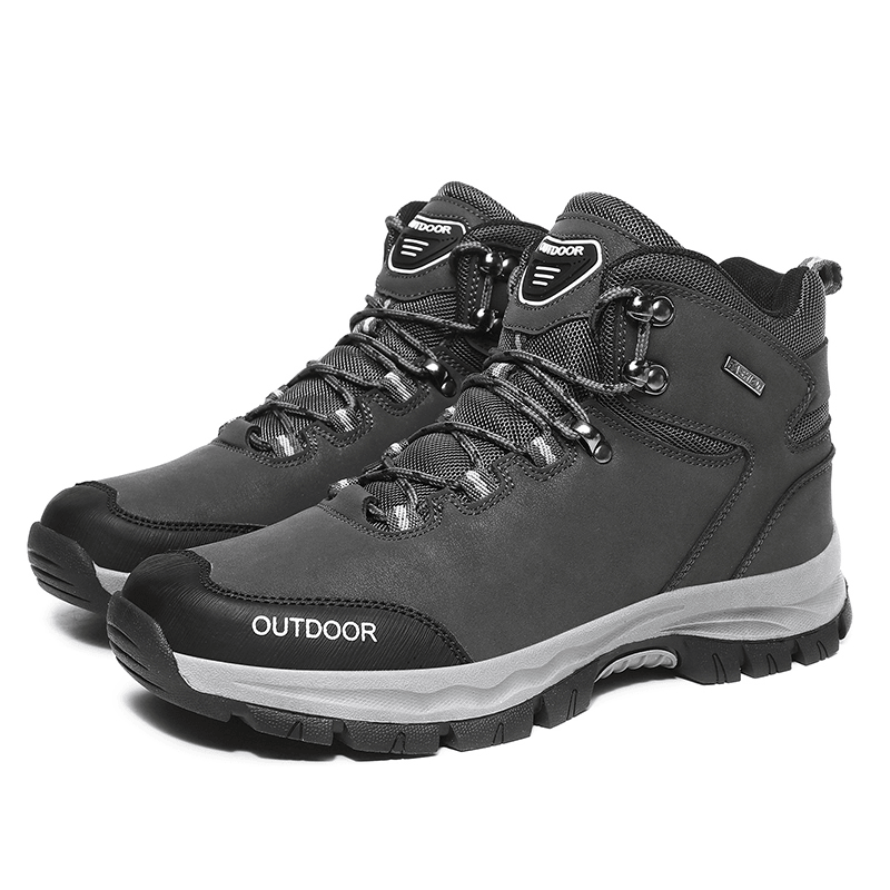 lovevop Men Outdoor Non Slip Soft Sole Lace up Hiking Boots