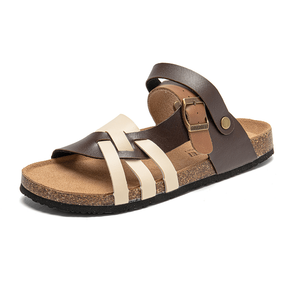 lovevop Men Breathable Two-Ways Slip on Non Slip Cork Bottom Casual Sandals