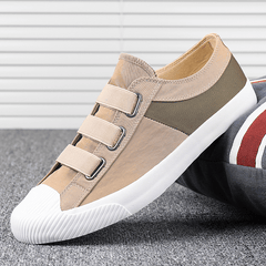 lovevop Men Colorblock Comfy Breathable Elastic Band Slip on Casual Daily Canvas Sneakers