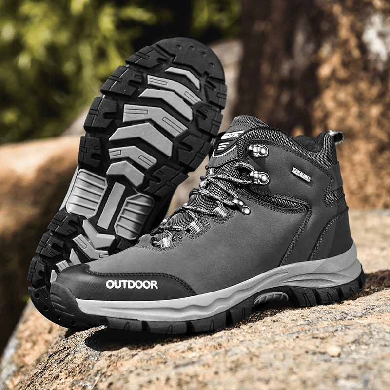 lovevop Men Outdoor Non Slip Soft Sole Lace up Hiking Boots