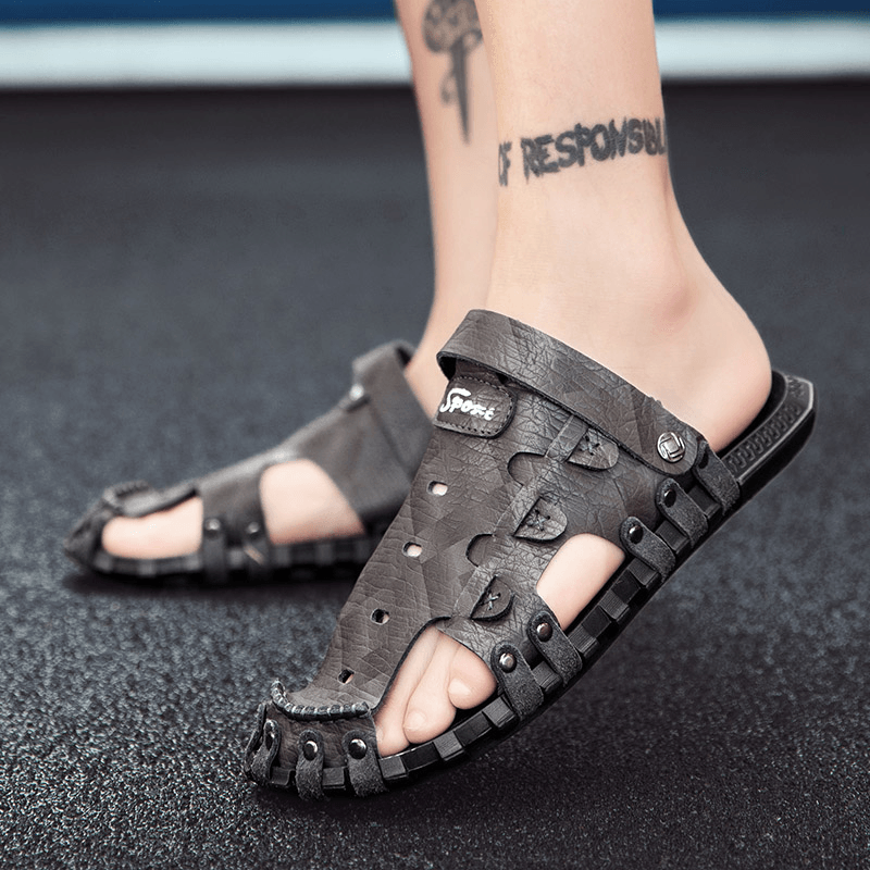 lovevop Men Microfiber Two-Ways Lightweight Slip Resistant Casual Sandals
