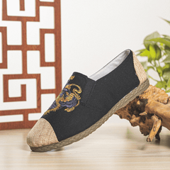 lovevop Men Canvas Breathable Non Slip Soft Comfy Old Peking Casual Linen Shoes