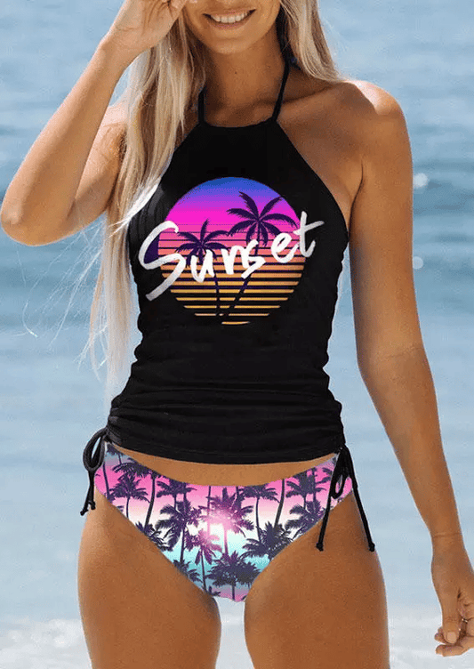 Women's Sunset Palm Tree Print Tank Dress