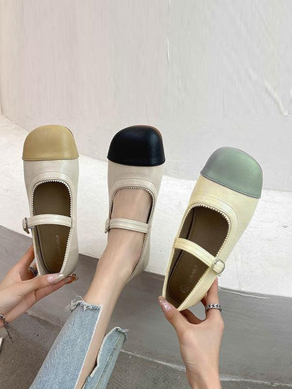 lovevop Leisure Fashion Contrast Color Split-Joint Flat Heel Loafer Shoes