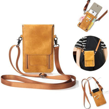 elvesmall Vintage PU Leather Card Holder 6inch Phone Bag Shoulder Bag Crossbody Bags