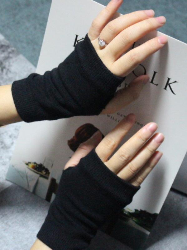 lovevop Simple Solid Color Knitting Gloves