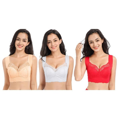 Stretch Full-Figure Seamless Lace Cut-Out Bra