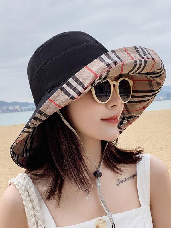 lovevop Original Plaid Reversible Sun-Protection Bucket Hat