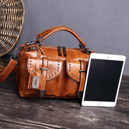 lovevop Retro new style oil wax leather handbag