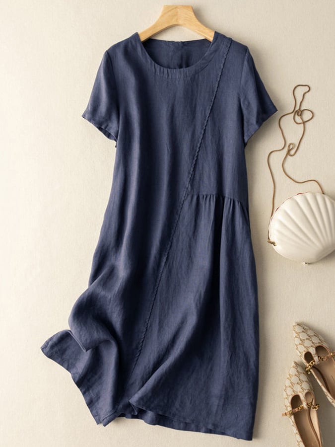 Short Sleeved Cotton Loose Dress