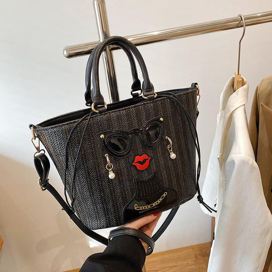 lovevop Fashion Cartoon Straw Shoulder Messenger Bag