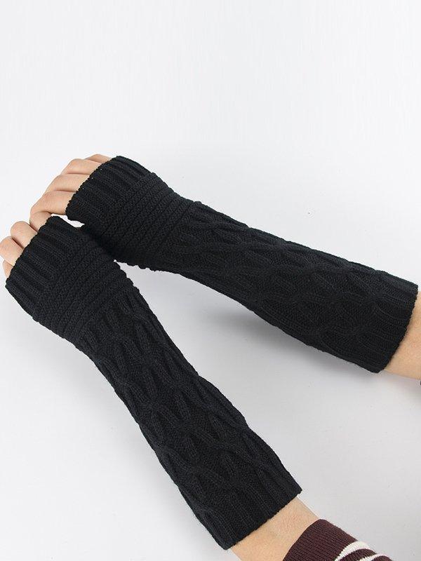 lovevop Solid Color Keep Warm Jacquard Knitted Sleevelet