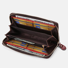 lovevop Women Genuine Leather Patchwork Vintage Wallet Purse Clutches Bag