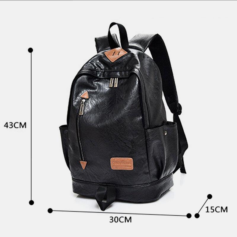 lovevop Men Faux Leather Casual Fashion 14 Inch Laptop Bag School Bag Travel Backpack