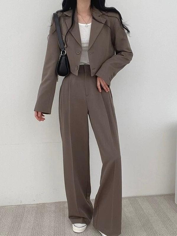 lovevop Vintage Loose Short Blazer&Wide Leg Pants Suits