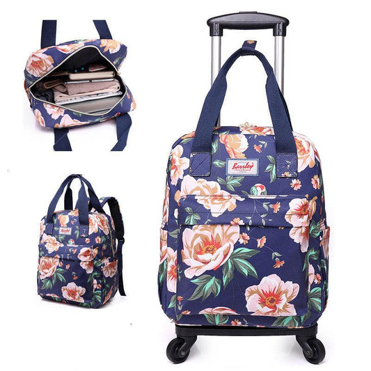 lovevop Mini Printed Folding Trolley Bag Detachable Dual Purpose Backpack