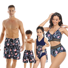 「🎁Father's Day Sale - 50% OFF」Family Matching Blue Floral Printed Swimsuits