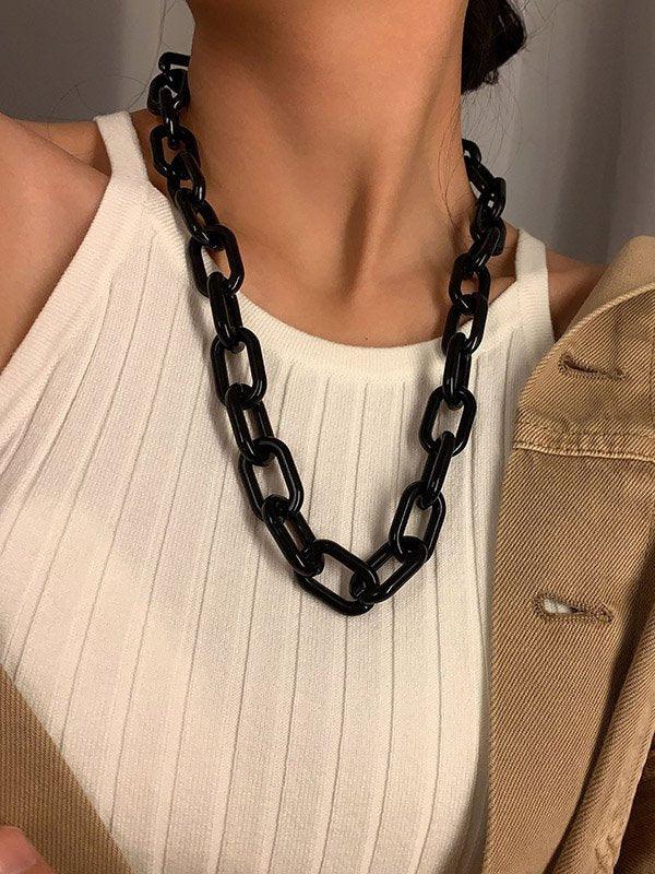 lovevop Simple Punk Solid Color Geometric Necklaces