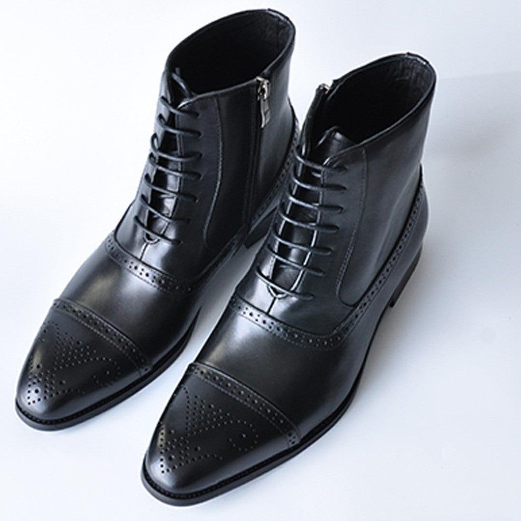 lovevop Carved Casual Plus Size High-Top Men's Leather Boots