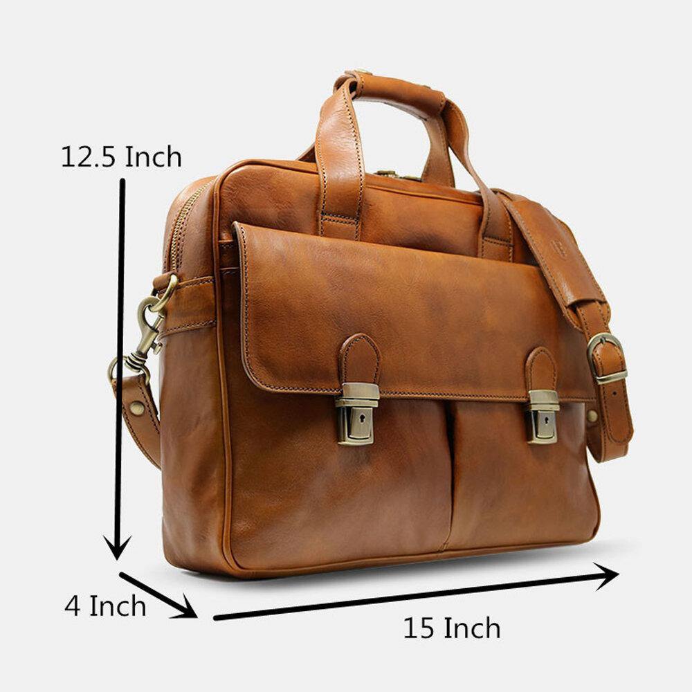 lovevop Men PU Leather Multi-pocket 14 Inch Laptop Bag Messenger Bag Travel Crossbody Bag Handbag