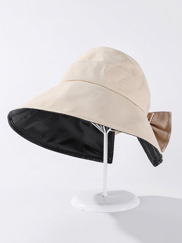 lovevop Casual Solid Color Bow-Embellished Sun Protection Hats