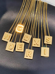 lovevop Colorfast Gold Square Alphabet Necklace