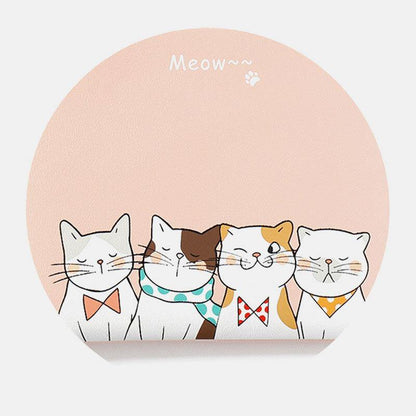 elvesmall Women Faux Leather Cute Cartoon Cats Printing Ultra-thin Card Case Coin Bag Wallet