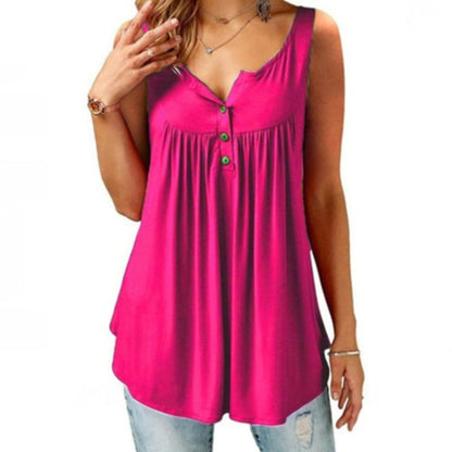 🎁Summer Hot Sale🎁Comfy Loose Button Sleeveless Tank Top For Women