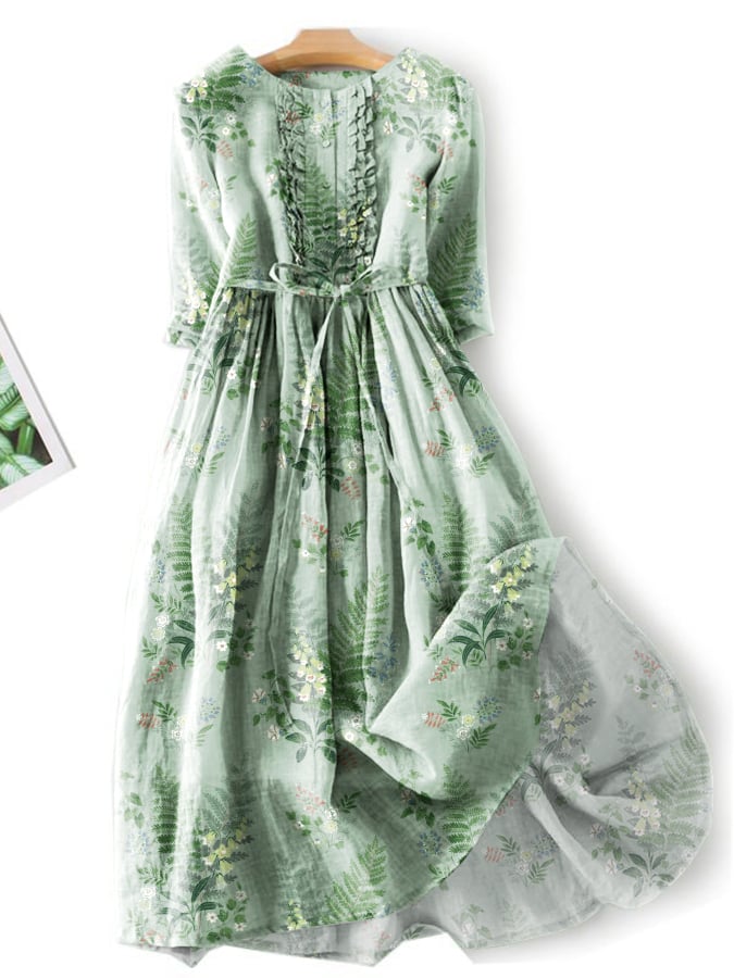 Lovevop Stylish Elegant Artistic Floral Print Dress