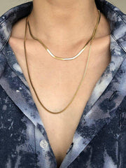 lovevop Simple Normcore Gold Double Layer Necklace