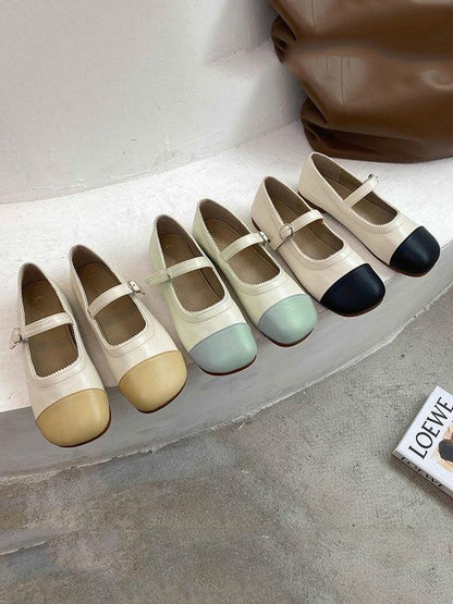 lovevop Leisure Fashion Contrast Color Split-Joint Flat Heel Loafer Shoes