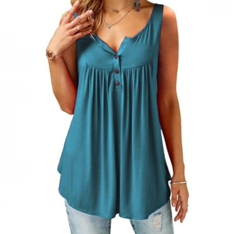 🎁Summer Hot Sale🎁Comfy Loose Button Sleeveless Tank Top For Women