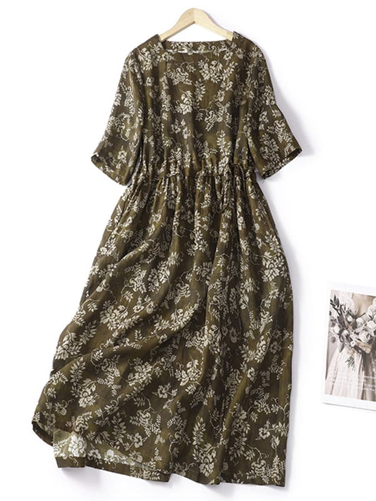 Cotton And Linen Floral Dress