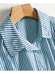 Lovevop Fashion Casual Striped Shirt Dress