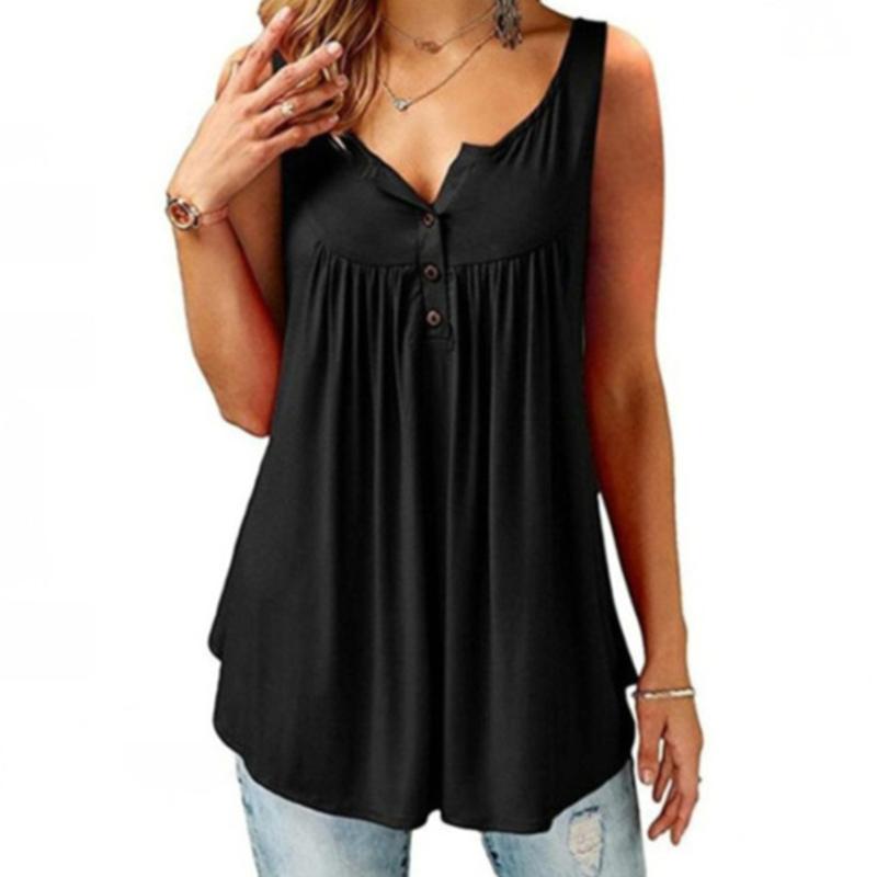 🎁Summer Hot Sale🎁Comfy Loose Button Sleeveless Tank Top For Women