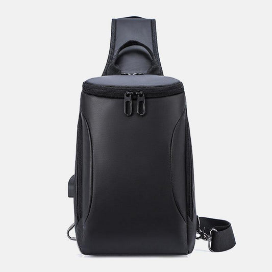 lovevop Men Oxford USB Charging Anti-Theft Chest Bag Versatile Large Capacity Waterproof Night Reflective Strip Design Crossbody Bags