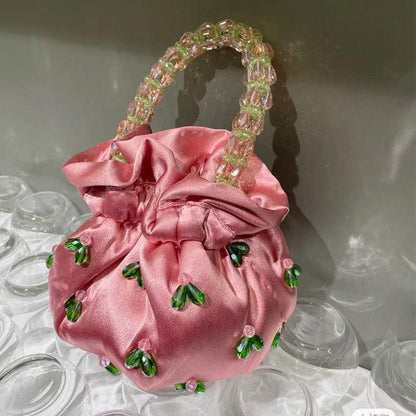 lovevop Fashion Handmade Glass Crystal Beaded Handbag