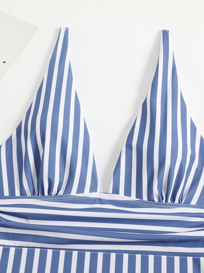 One-piece striped triangle beach sexy swimsuit